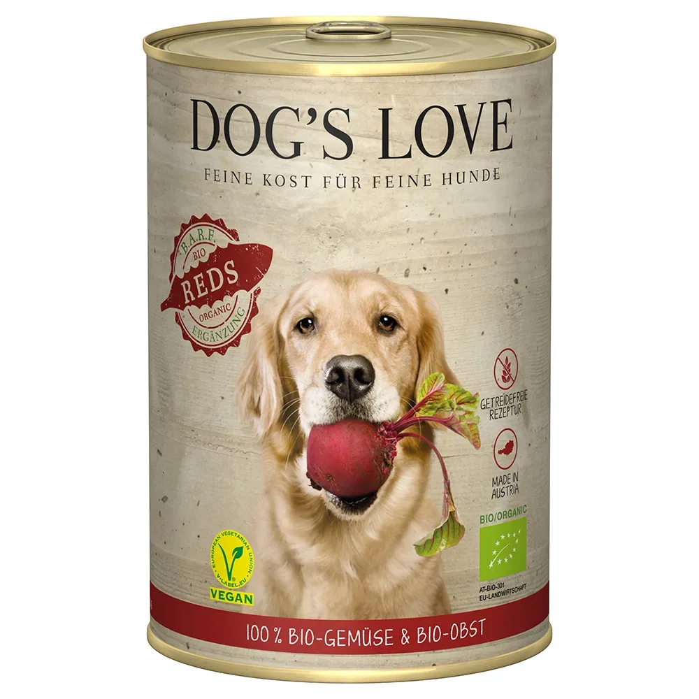 Sparpaket Dog´s Love Bio Vegan 12 x 400 g - Reds