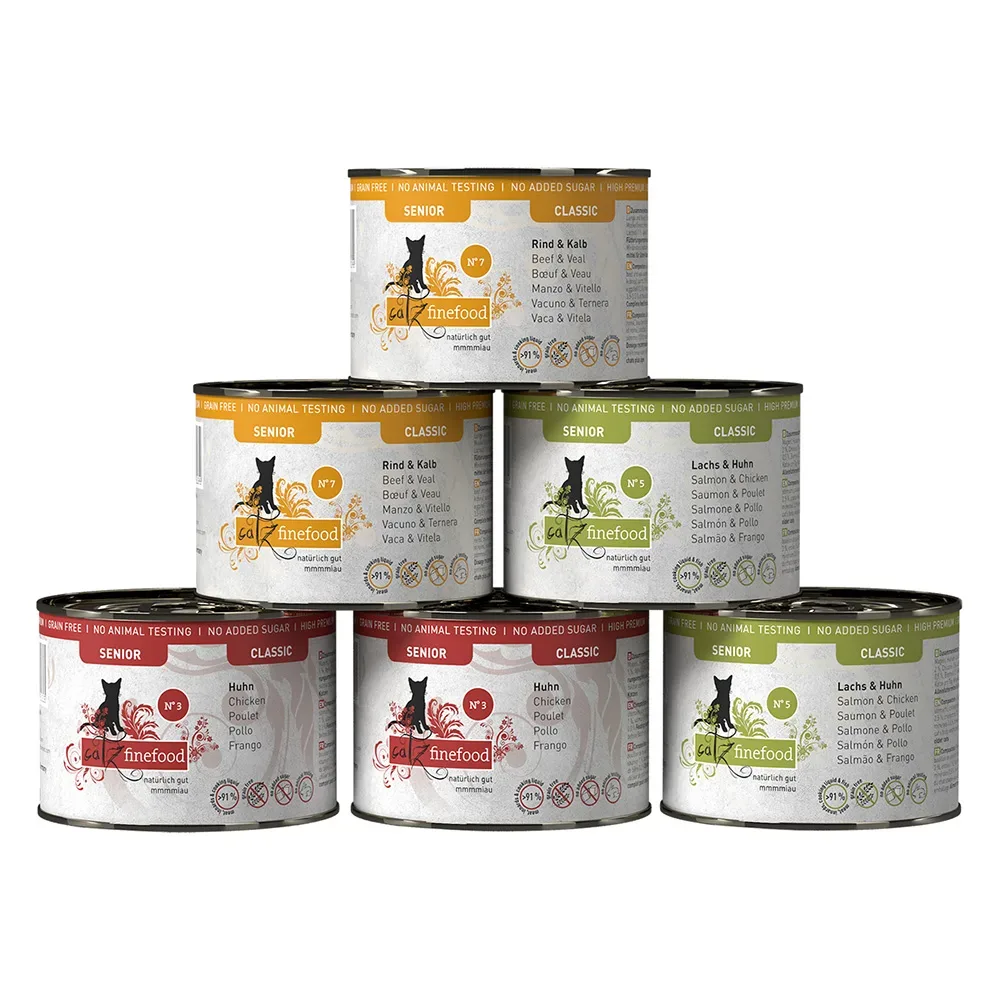 Sparpaket catz finefood Senior 24 x 200 g - Mixpaket (3 Sorten)