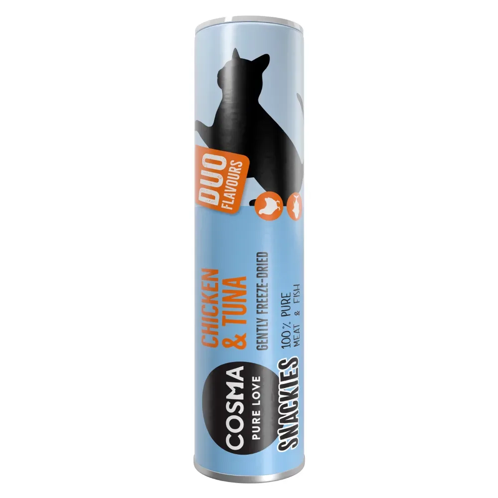 Sparpaket: 5 x Cosma Snackies DUO - 5 x Hühnerbrust & Thunfisch (130 g)