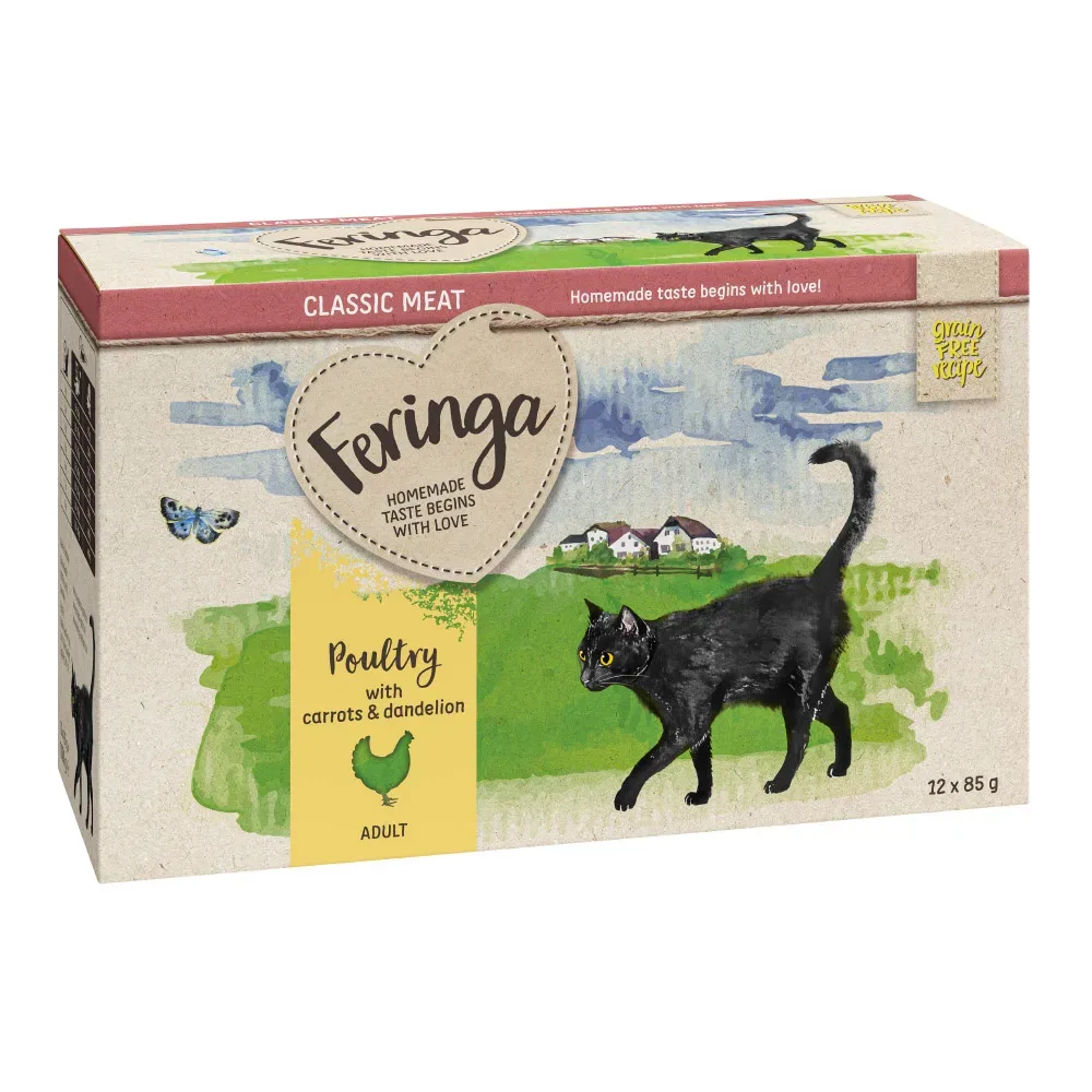Feringa Classic Meat Menü Pouch 12 x 85 g - Geflügel mit Möhrchen
