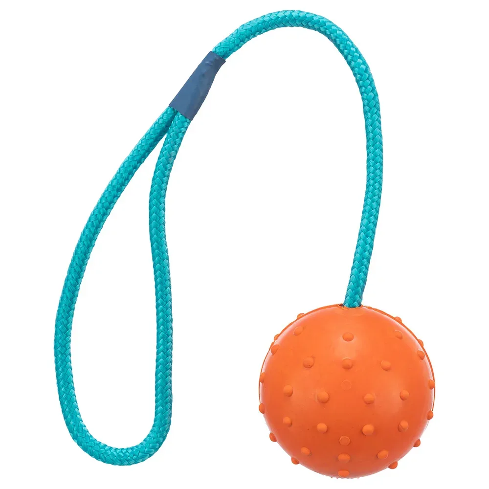 Trixie Hundespielzeug Gummiball mit Schnur - Sparset: 3 Stück
