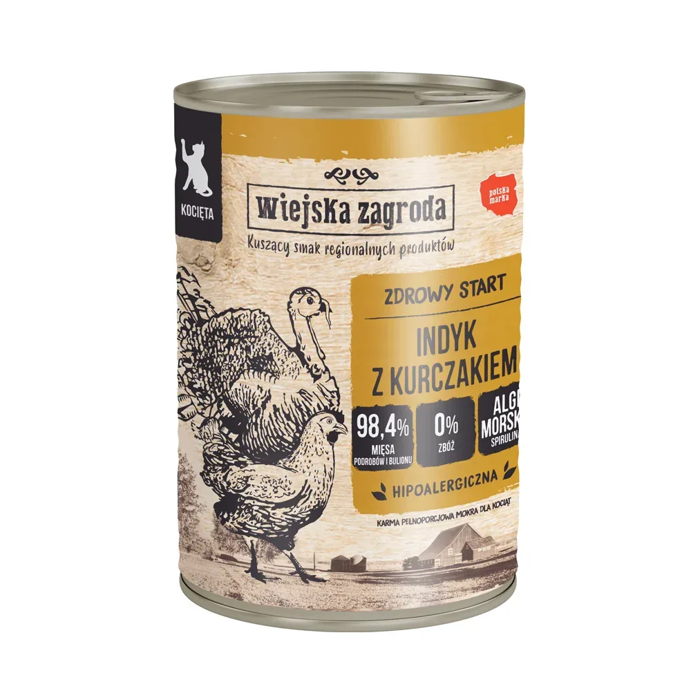 Wiejska Zagroda Cat 6 x 400 g - Kitten Truthahn mit Huhn