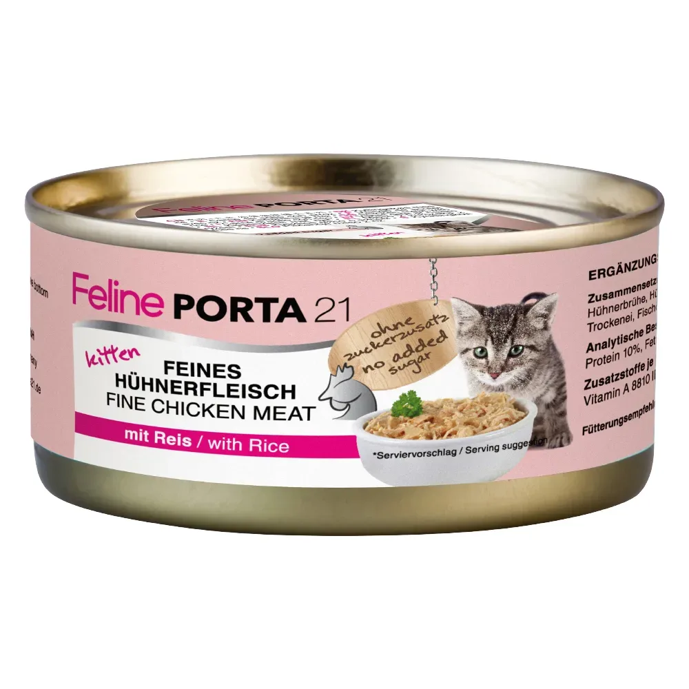 Feline Porta 21 Kitten Hühnerfleisch mit Reis - 6 x 156 g