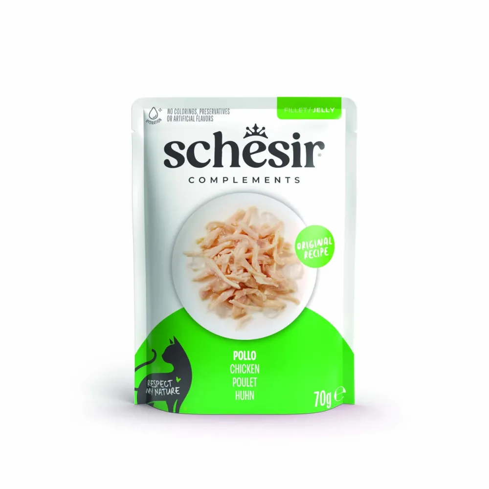 Schesir Complements Filet in Gelee 6 x 70 g in Beuteln - Huhn mit Schinken