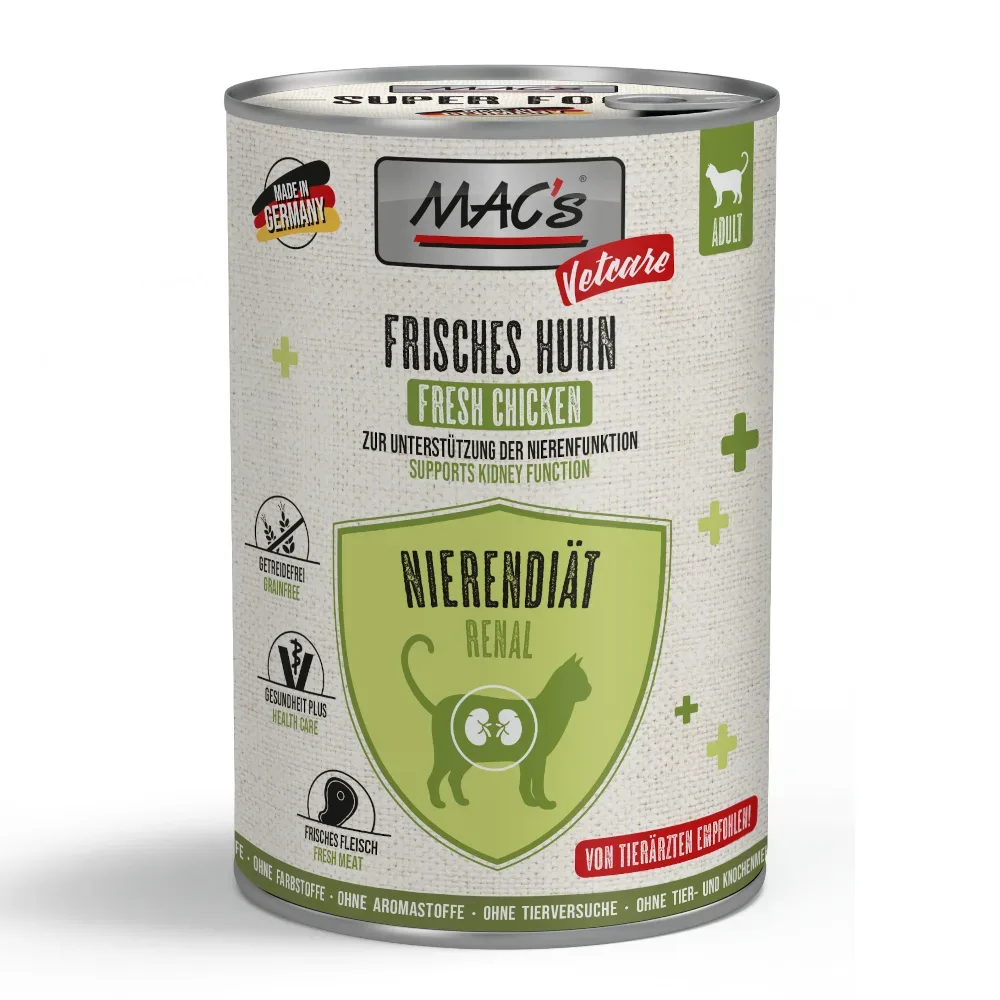 Sparpaket MAC's CAT Vetcare Nierendiät 24 x 400 g - frisches Huhn