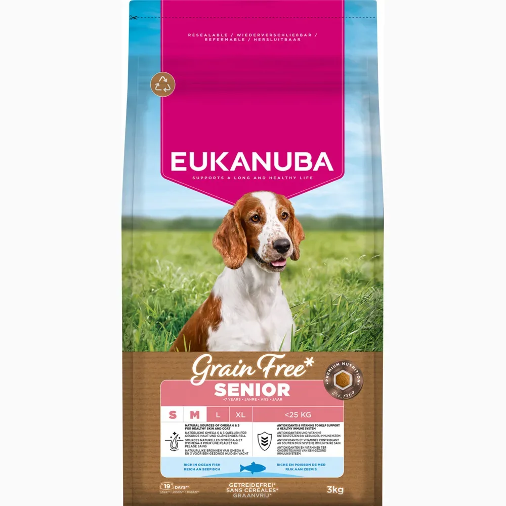 Eukanuba Grain Free Senior Small & Medium mit Seefisch - 3 kg