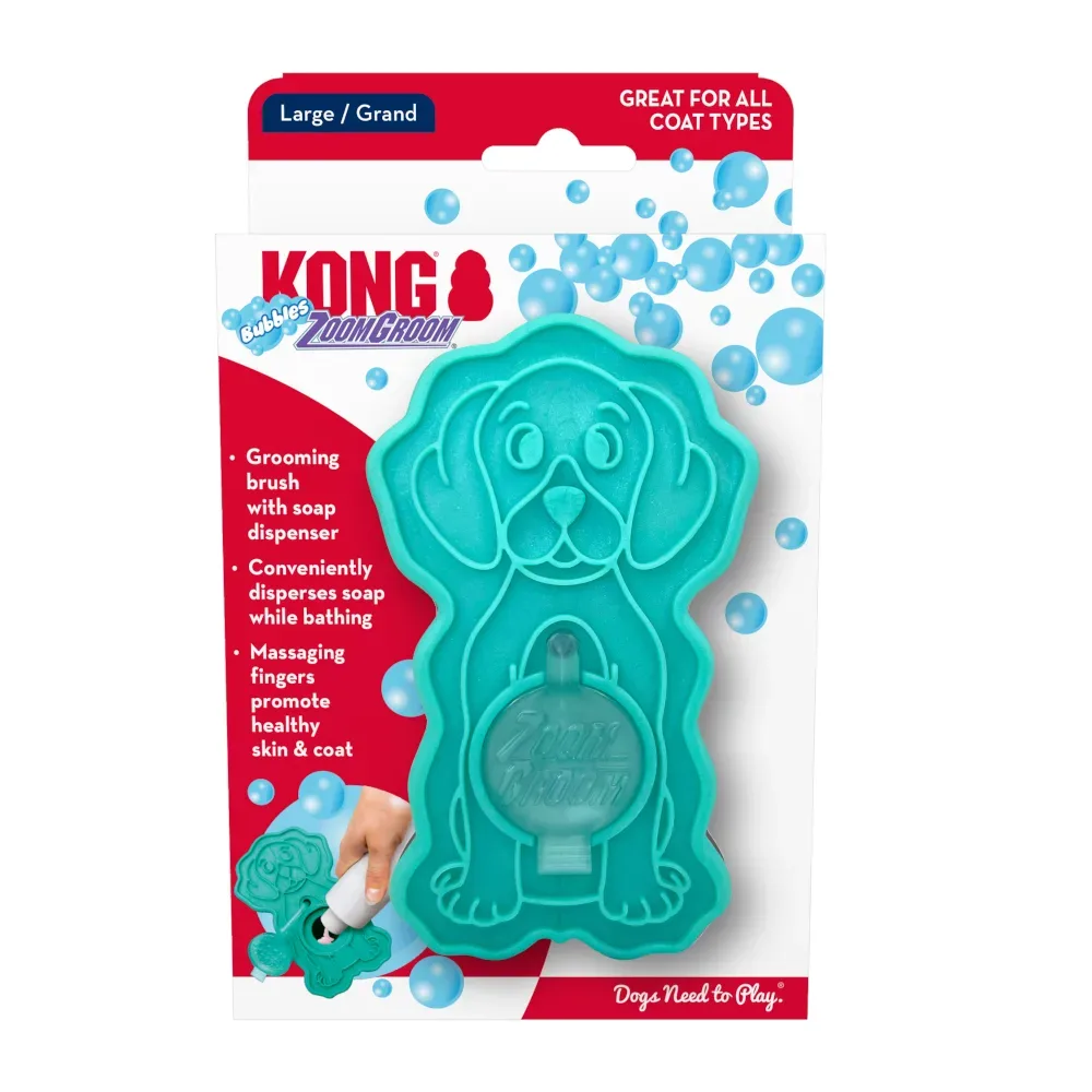 KONG Massagebürste Zoom Groom Bubbles, befüllbar - L 11,4 x B 7 x H 7 cm