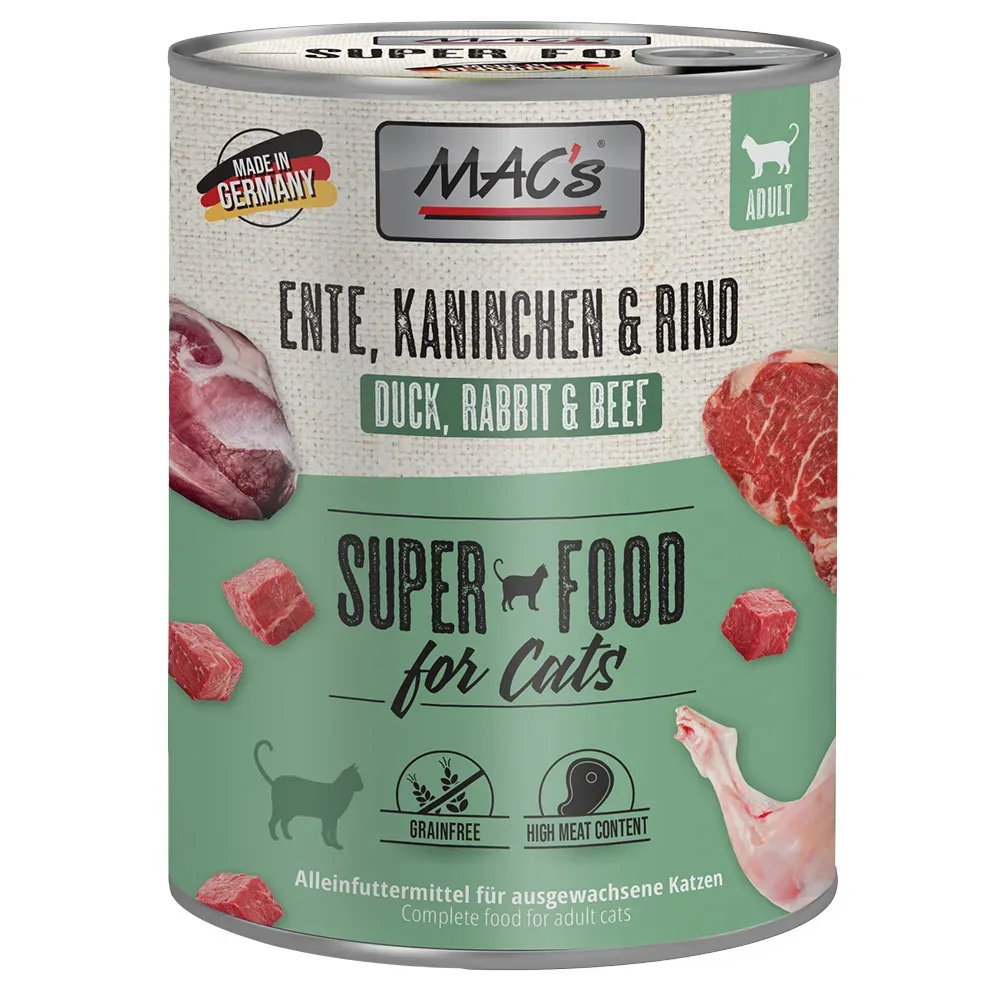MAC´s Cat 6 x 800 g - Ente, Kaninchen & Rind