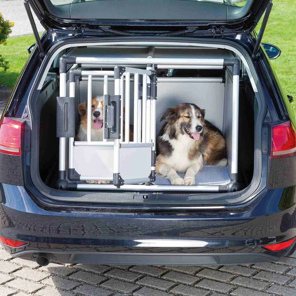 Trixie Transportbox Aluminium doppelt - B 93 x T 83 x H 64 cm (Grösse M-L)