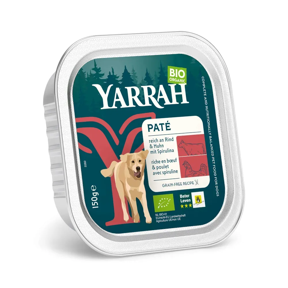 Yarrah Bio Paté 12 x 150 g - Bio-Rind mit Bio-Spirulina