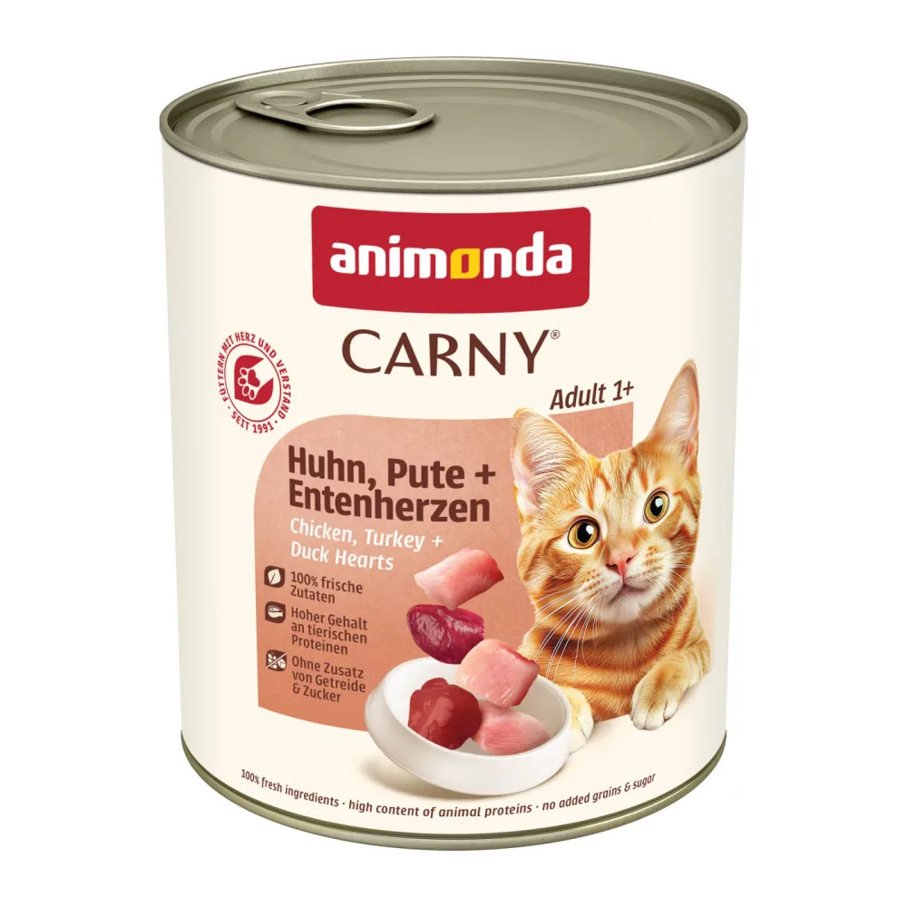 Sparpaket animonda Carny Adult 24 x 800 g - Huhn, Pute & Entenherzen