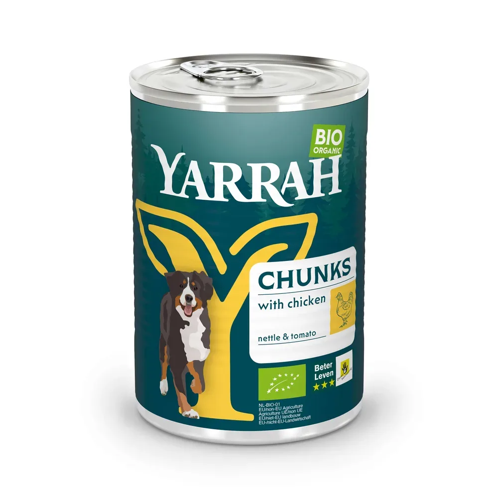 Yarrah Bio Einzeldosen - Bio Huhn mit Bio Brennnessel & Bio Tomate in Sosse 1 x 405 g