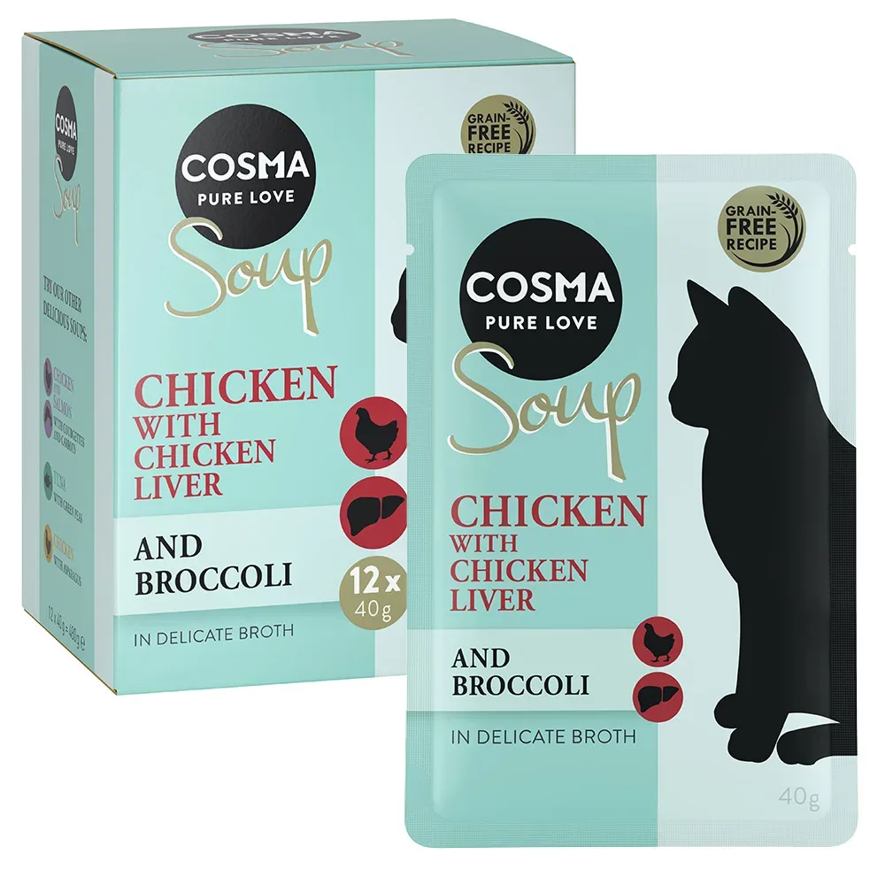 Cosma Soup 12 x 40 g - Hühnchenfilet mit Hühnerleber & Brokkoli