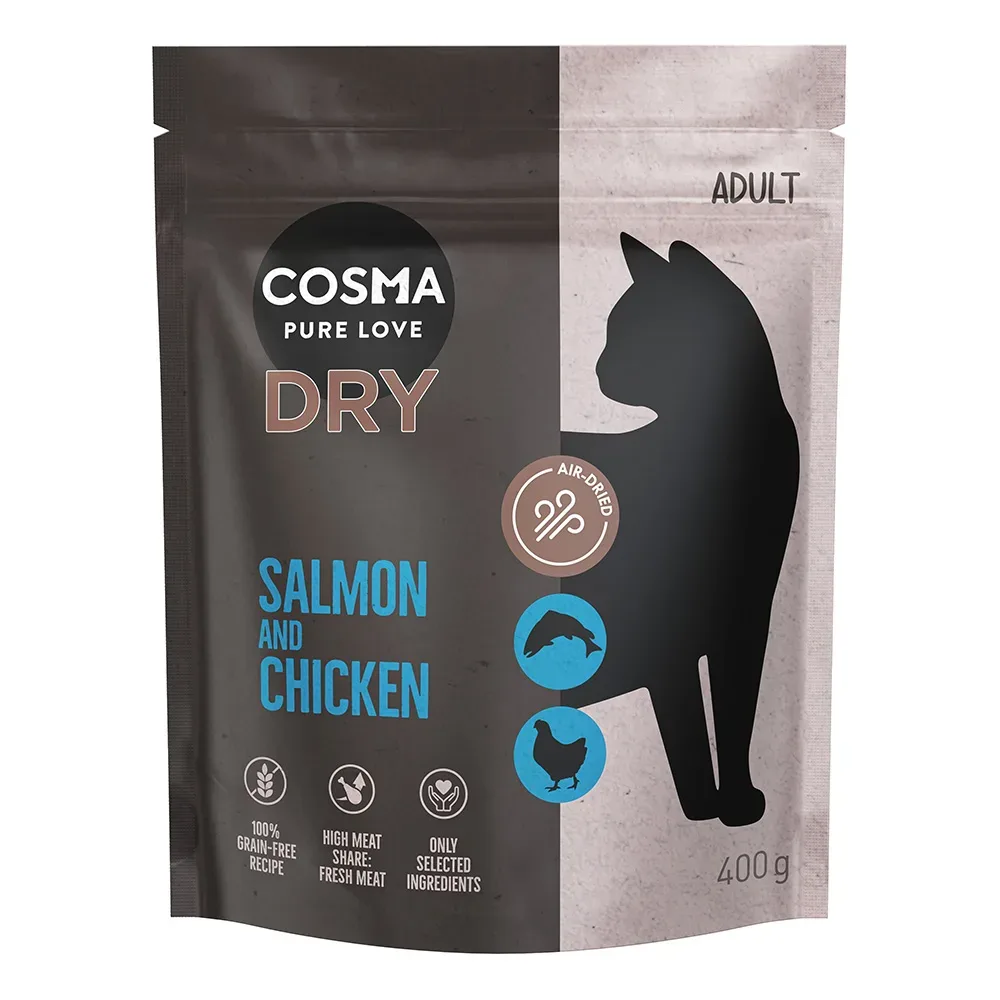 Kombi-Paket: Cosma Air-Dried Trockenfutter - Ente & Huhn (400 g) + Lachs & Huhn (400 g)