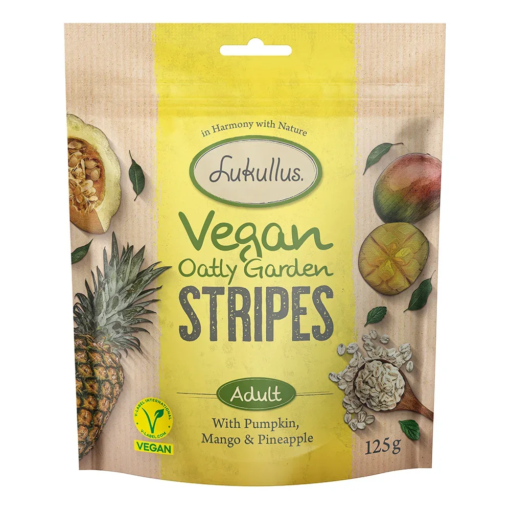 Lukullus Vegan Garden Stripes: Kürbis, Mango & Ananas - Sparpaket: 3 x 125 g