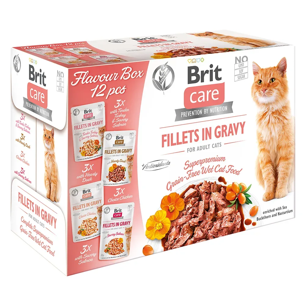 Brit Care Cat Fillets in Gravy 12 x 85 g  -  Flavour box