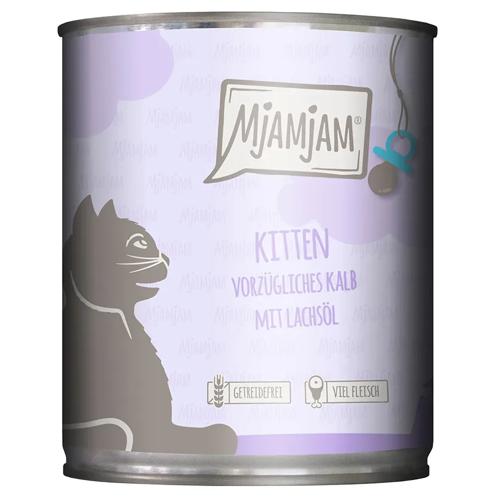 Sparpaket MjAMjAM Kitten 24 x 800 g - vorzügliches Kalb mit Lachsöl
