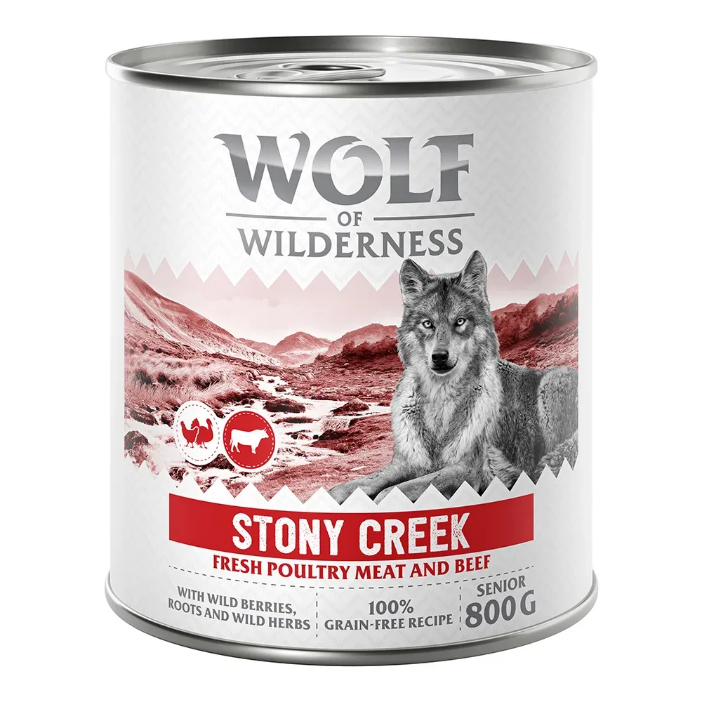 Wolf of Wilderness Senior 6 x 800 g - Mit viel frischem Geflügel  - Stony Creek - Geflügel mit Rind