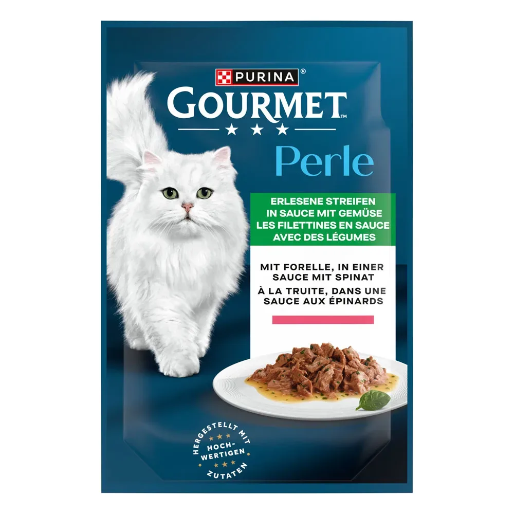 Zum Sonderpreis! Gourmet Perle 52 x 85 g - Forelle & Spinat