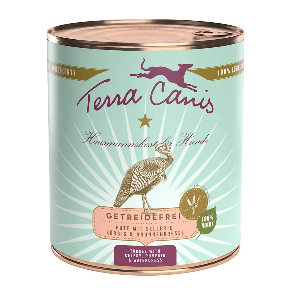 Sparpaket Terra Canis getreidefrei 12 x 800 g - Pute mit Sellerie, Kürbis & Brunnenkresse
