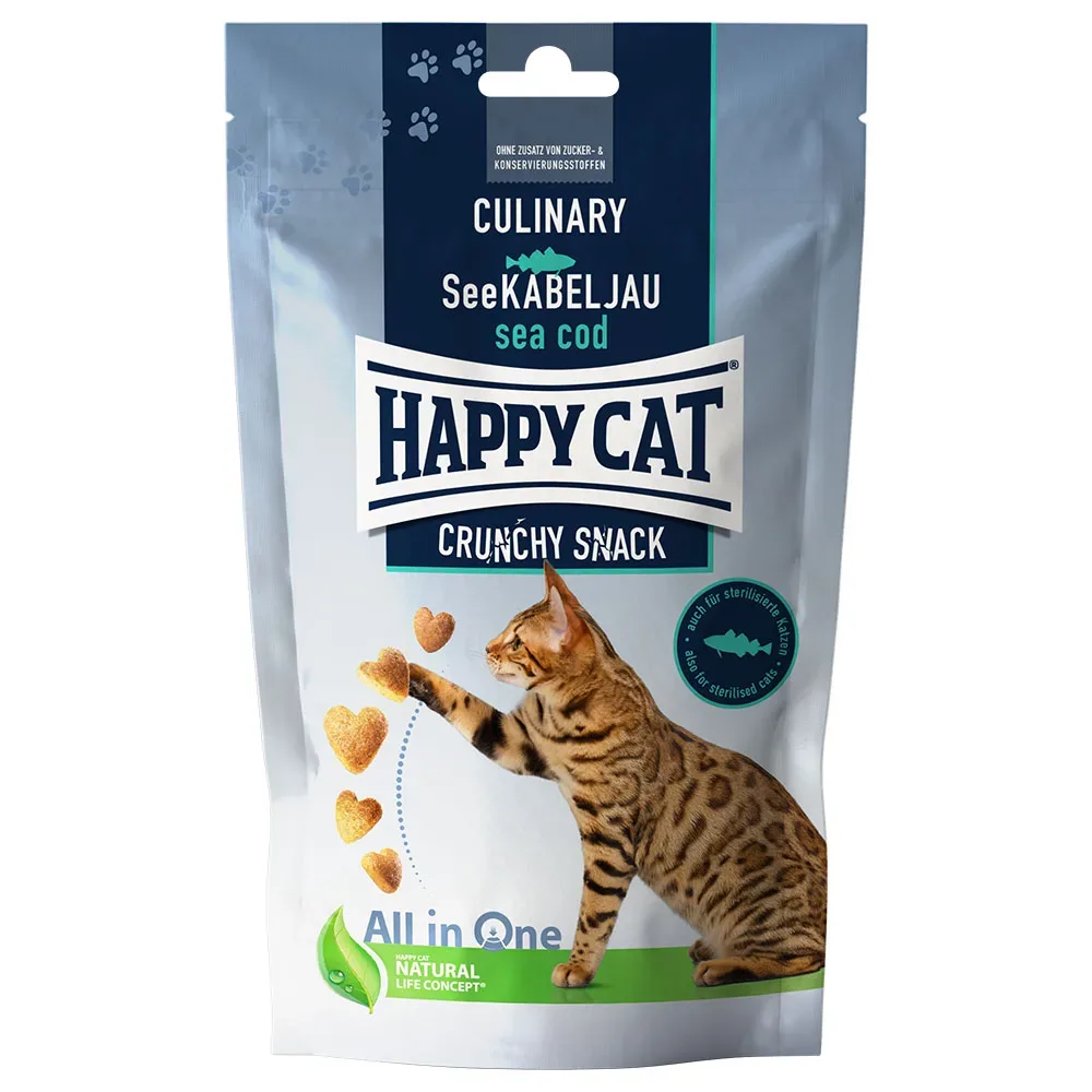 Happy Cat Culinary Crunchy Snack See Kabeljau - Sparpaket: 2 x 70 g