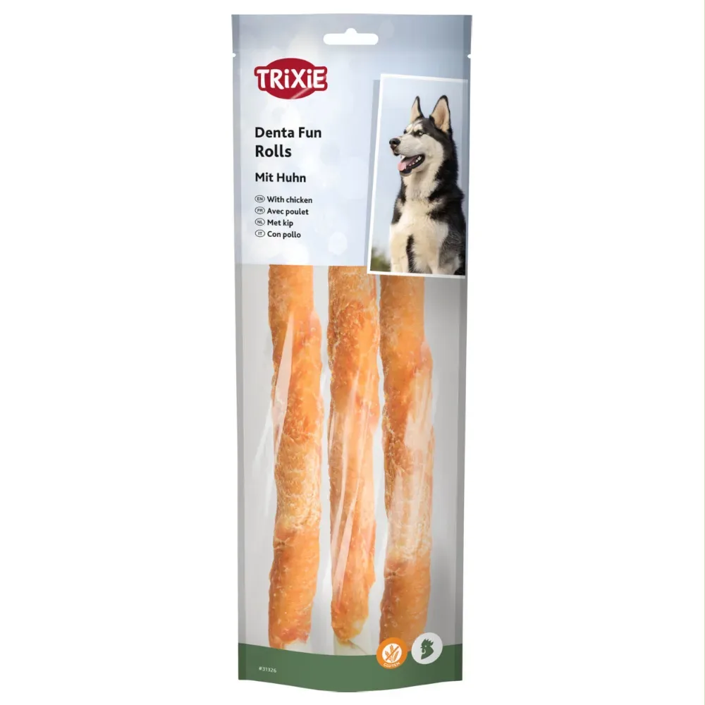 Trixie Denta Fun Rolls mit Huhn - 3 Stück, ca. 28 cm (250 g)