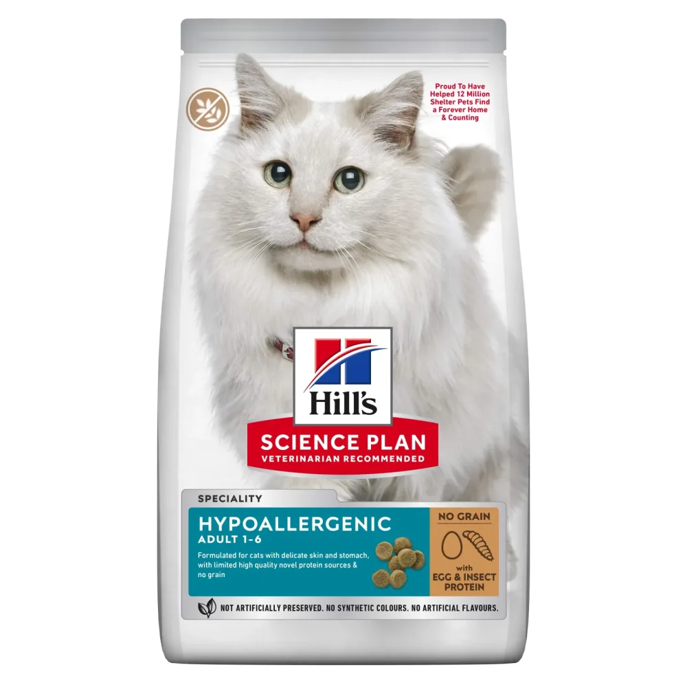 Hill's Science Plan Trockenfutter Katze, Adult, Hypoallergenic, mit Ei und Insektenprotein 7 kg