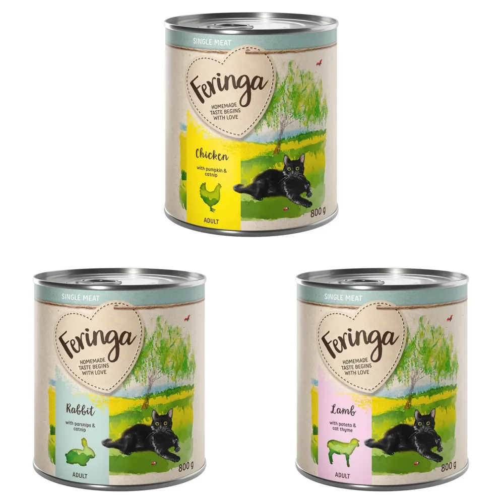 Feringa Single Meat Menü 12 x 800 g - Mixpaket (Huhn, Kaninchen, Lamm)