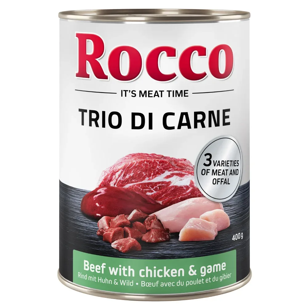 Sparpaket Rocco Classic Trio di Carne - 24 x 400 g - Rind, Huhn & Wild