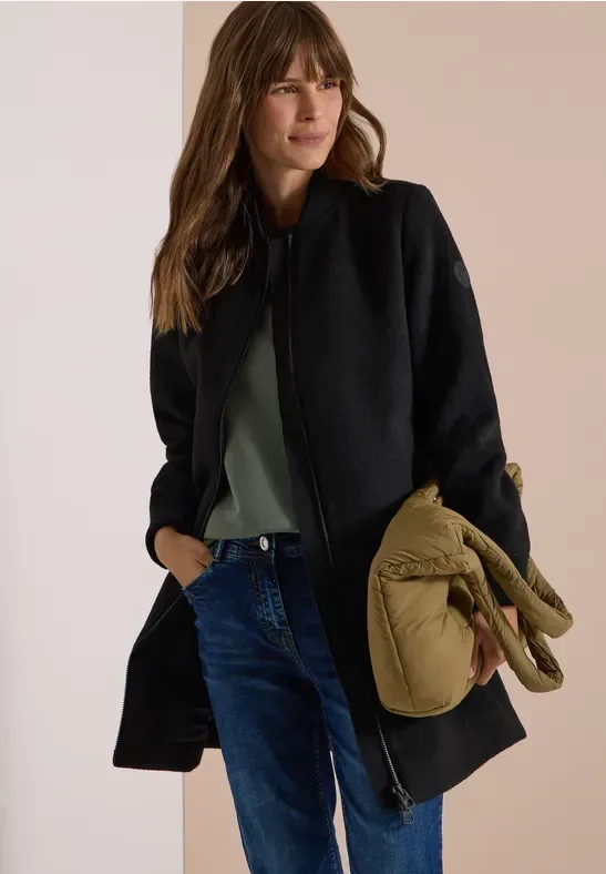 Langer Blouson mit Wollanteil
