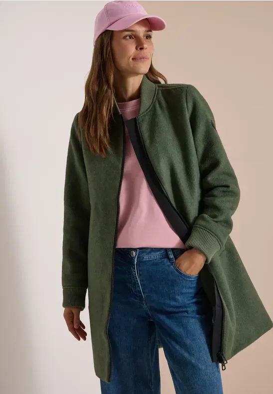 Langer Blouson mit Wollanteil
