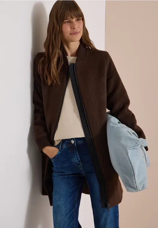 Langer Blouson mit Wollanteil