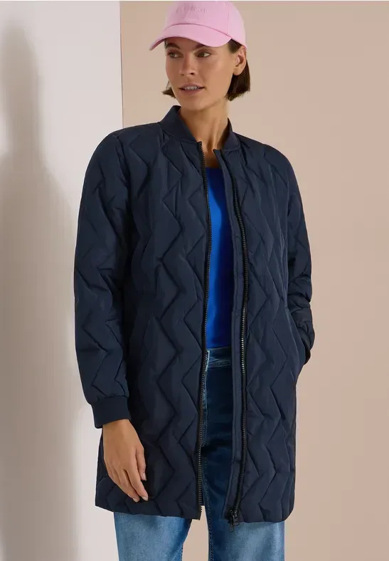Langer Blousonmantel mit Steppmuster