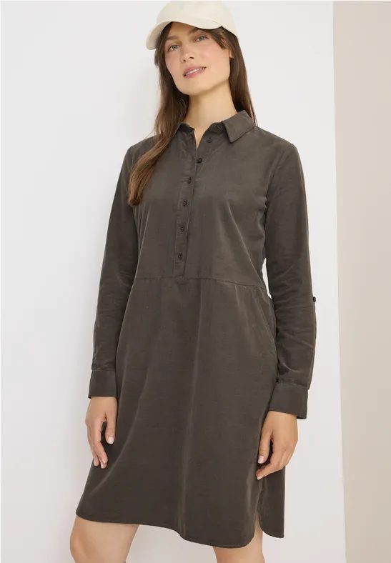 Cordkleid in Unifarbe
