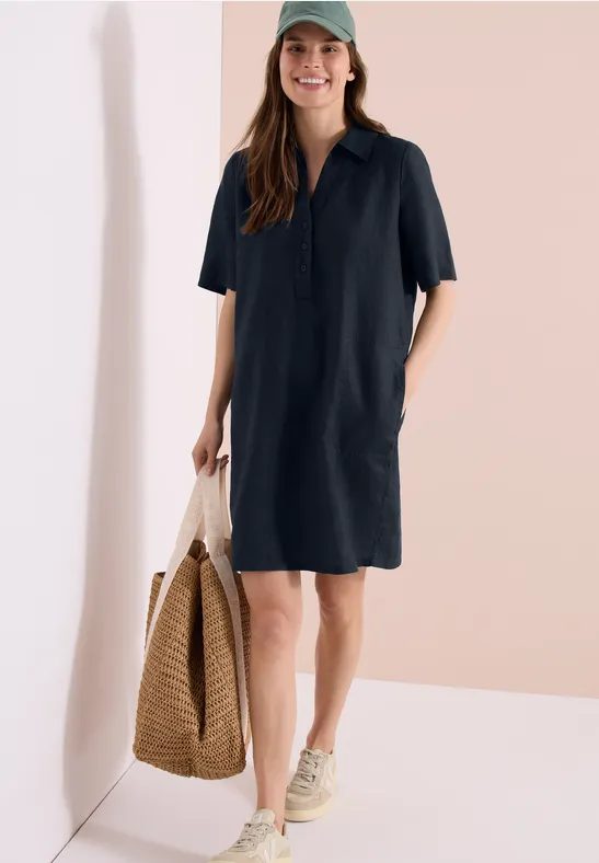 Knielanges Kleid aus reinem Leinen