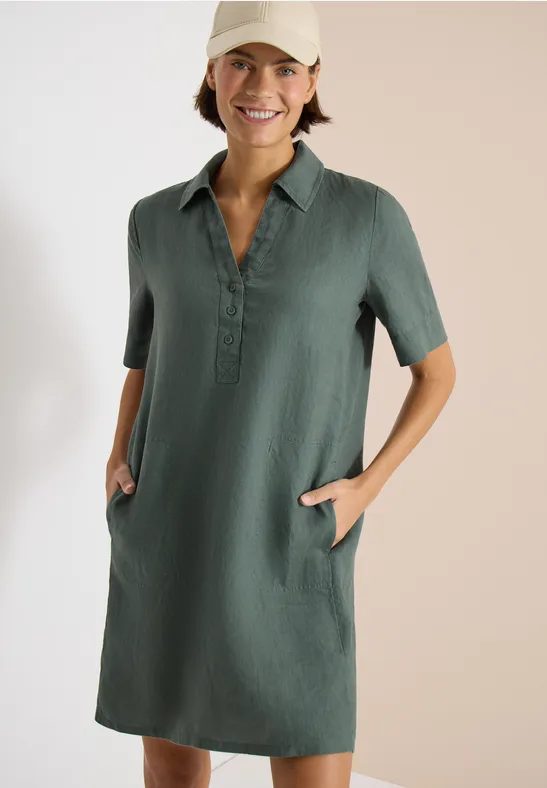 Knielanges Kleid aus reinem Leinen