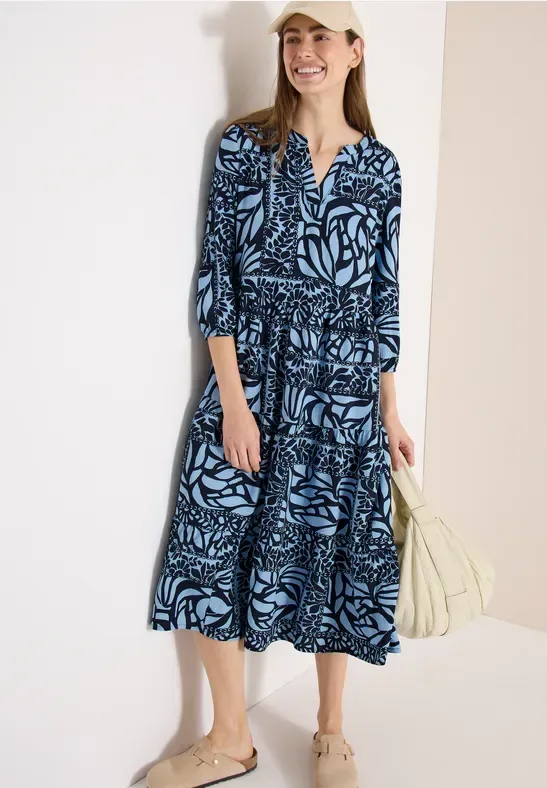 Midi-Kleid mit Patchwork-Print