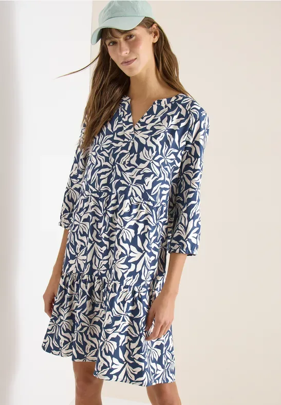 Knielanges Kleid mit Volants