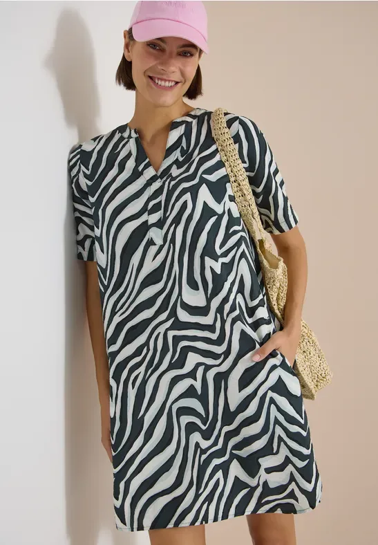 Knielanges Kleid mit Zebraprint