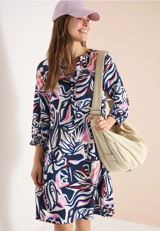 Knielanges Kleid mit grafischem Muster