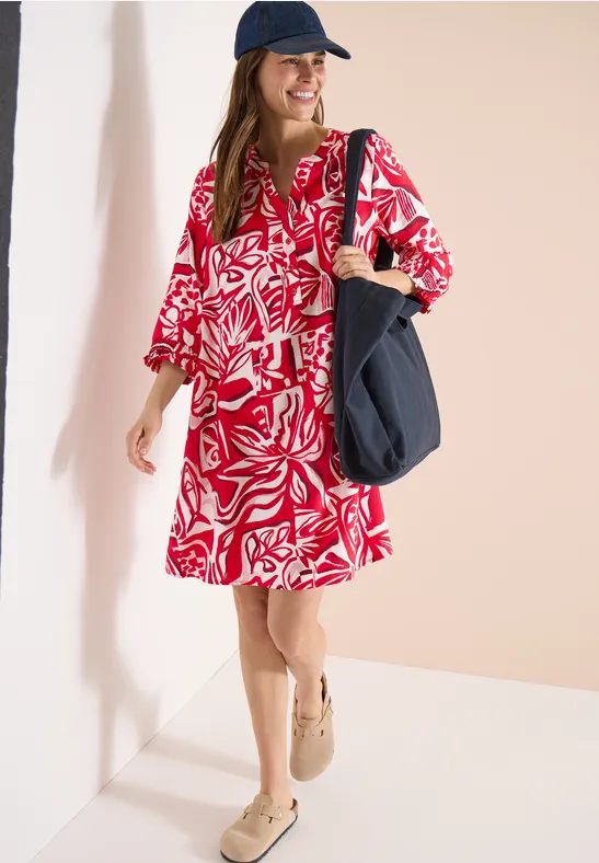 Knielanges Kleid mit grafischem Muster
