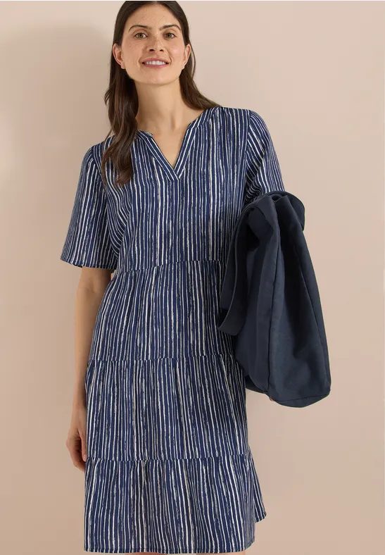 Knielanges Kleid mit Streifenmuster