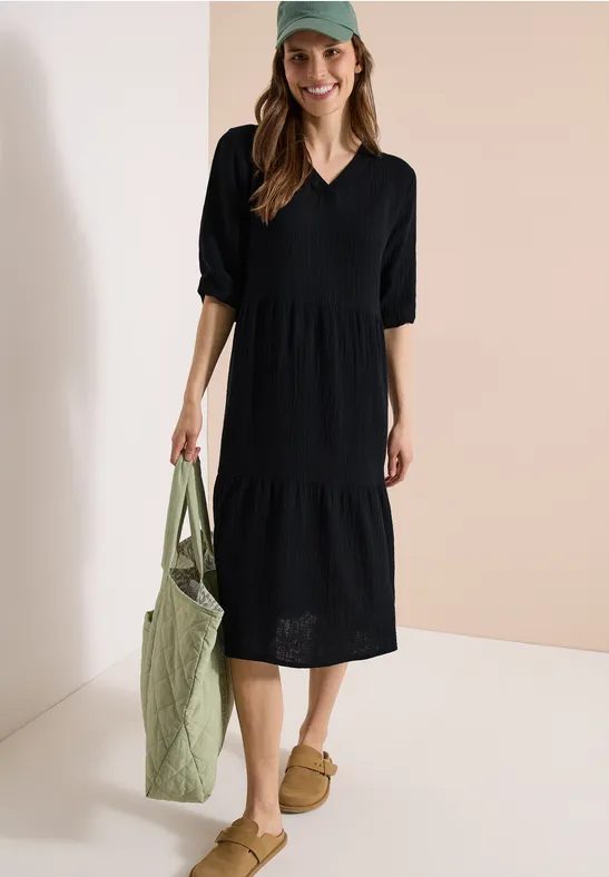 Knielanges Kleid in Musselinqualität
