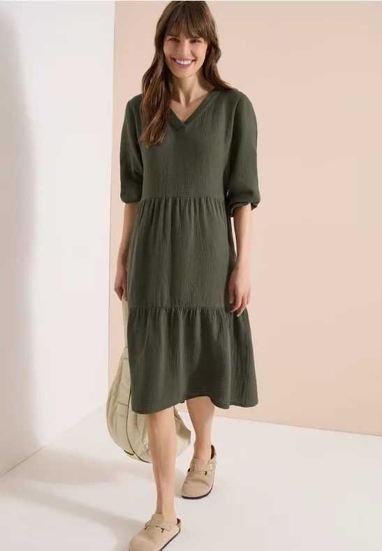Knielanges Kleid in Musselinqualität