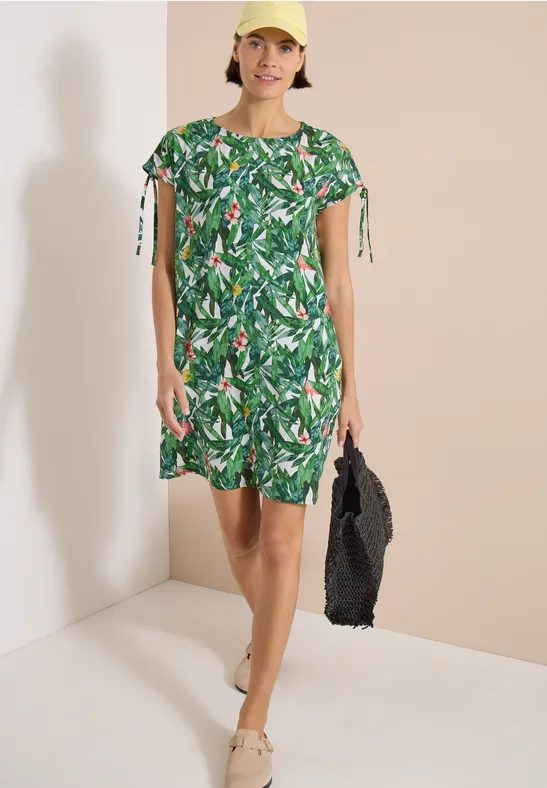 Knielanges Kleid mit floralem Muster