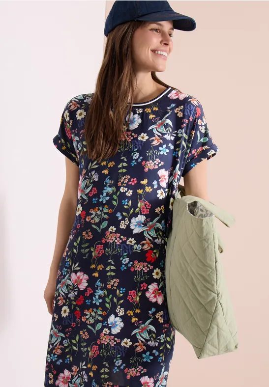 Knielanges Kleid mit floralem Muster