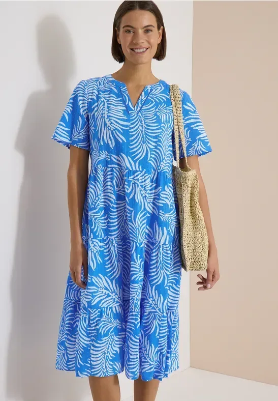 Midikleid mit Split Neck und Print