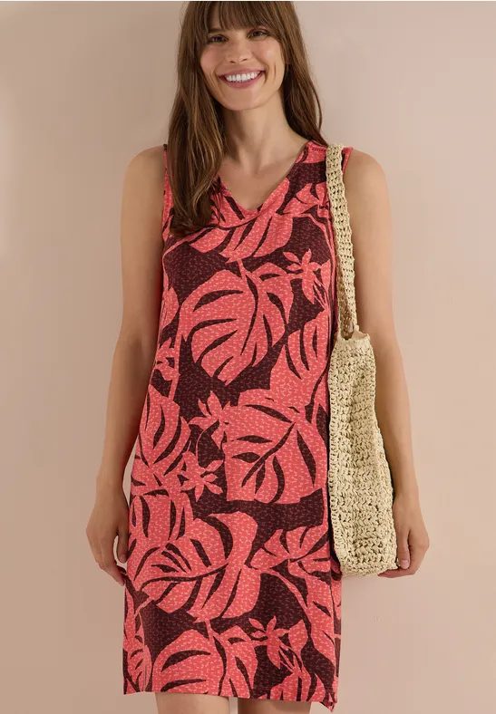 Knielanges Jerseykleid mit V