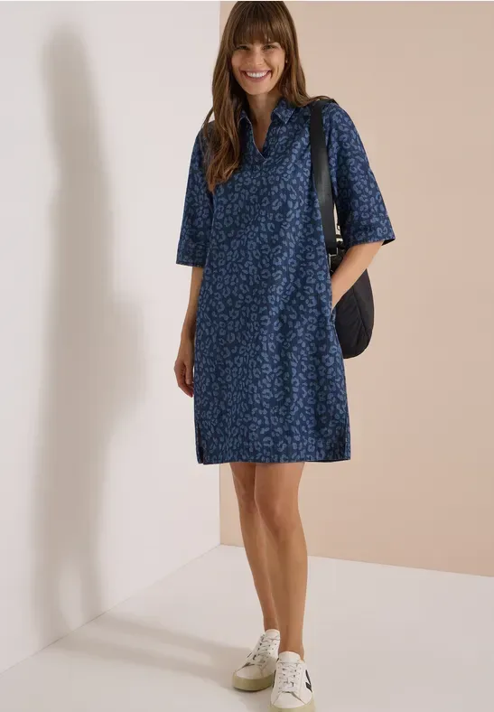 Knielanges Kleid mit Leo-Muster