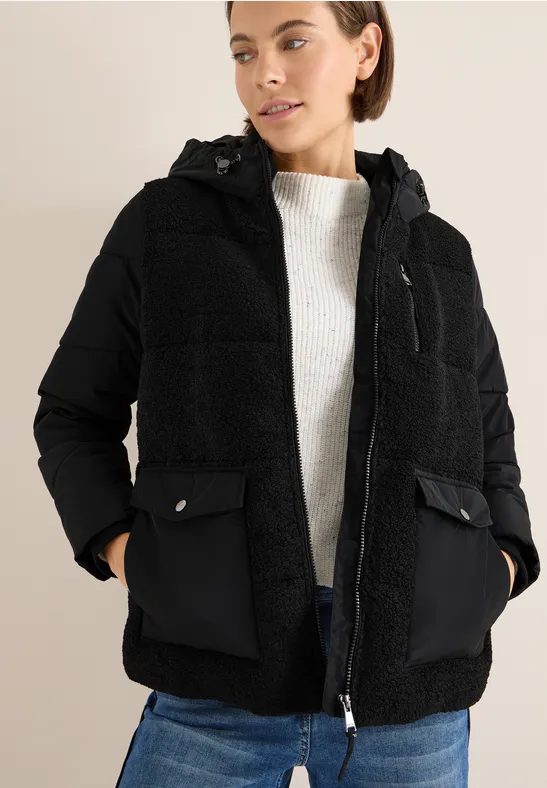 Teddy Jacke mit Strukturmix